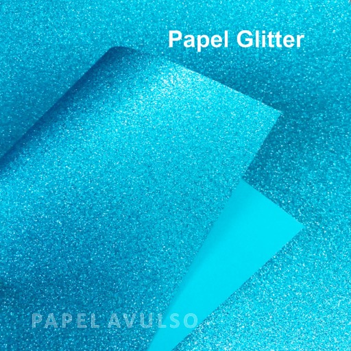 Papel Glitter Azul Claro