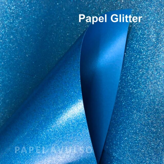 Papel Glitter Azul Forte