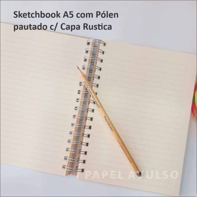 Sketchbook A5 c/Pólen pautado - Capa Rustica - Wire-o prata